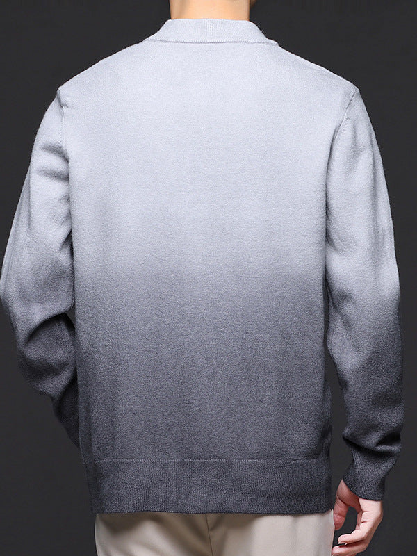 Asher | Mens Gradient Knit Cardigan Sweater Warm Coat