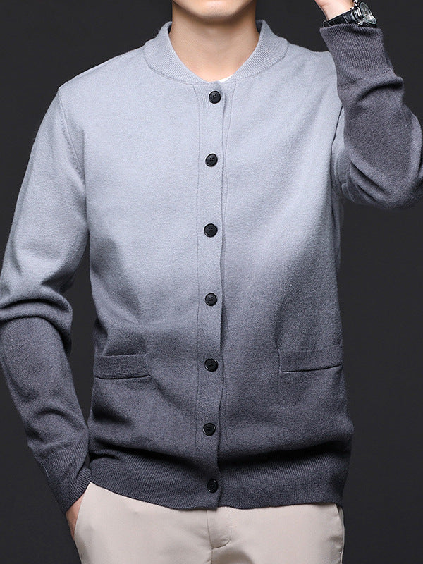 Asher | Mens Gradient Knit Cardigan Sweater Warm Coat