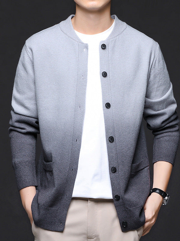 Asher | Mens Gradient Knit Cardigan Sweater Warm Coat