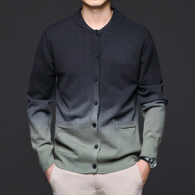 Asher | Mens Gradient Knit Cardigan Sweater Warm Coat