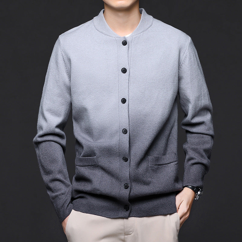 Asher | Mens Gradient Knit Cardigan Sweater Warm Coat