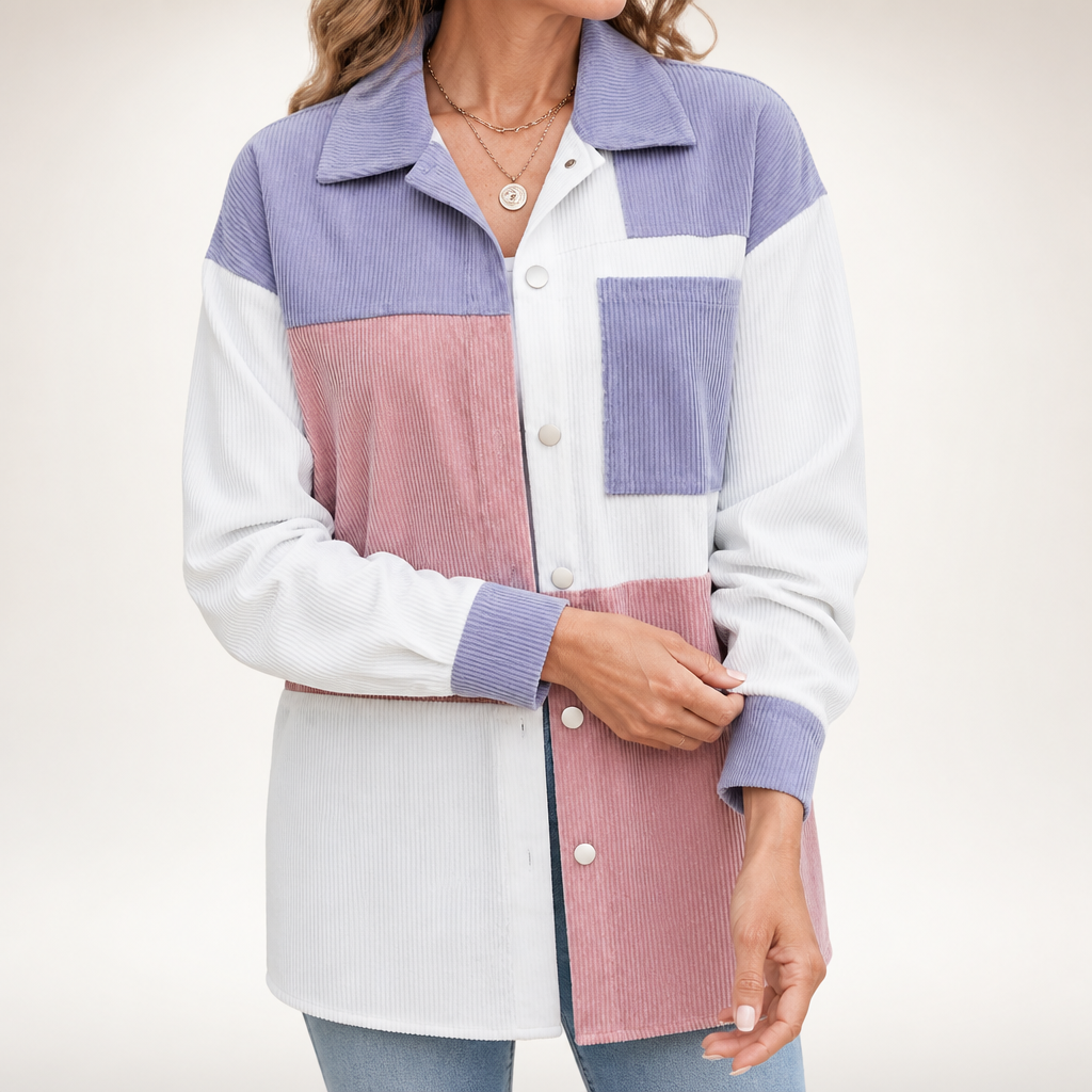 Ashley | Womens Stand Collar Shirt Loose Fashion Blouse, Pink