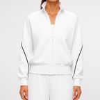 Aubree | Womens Fleece Lined Stand Collar Running Yoga Activewear Athletic Jacket, White