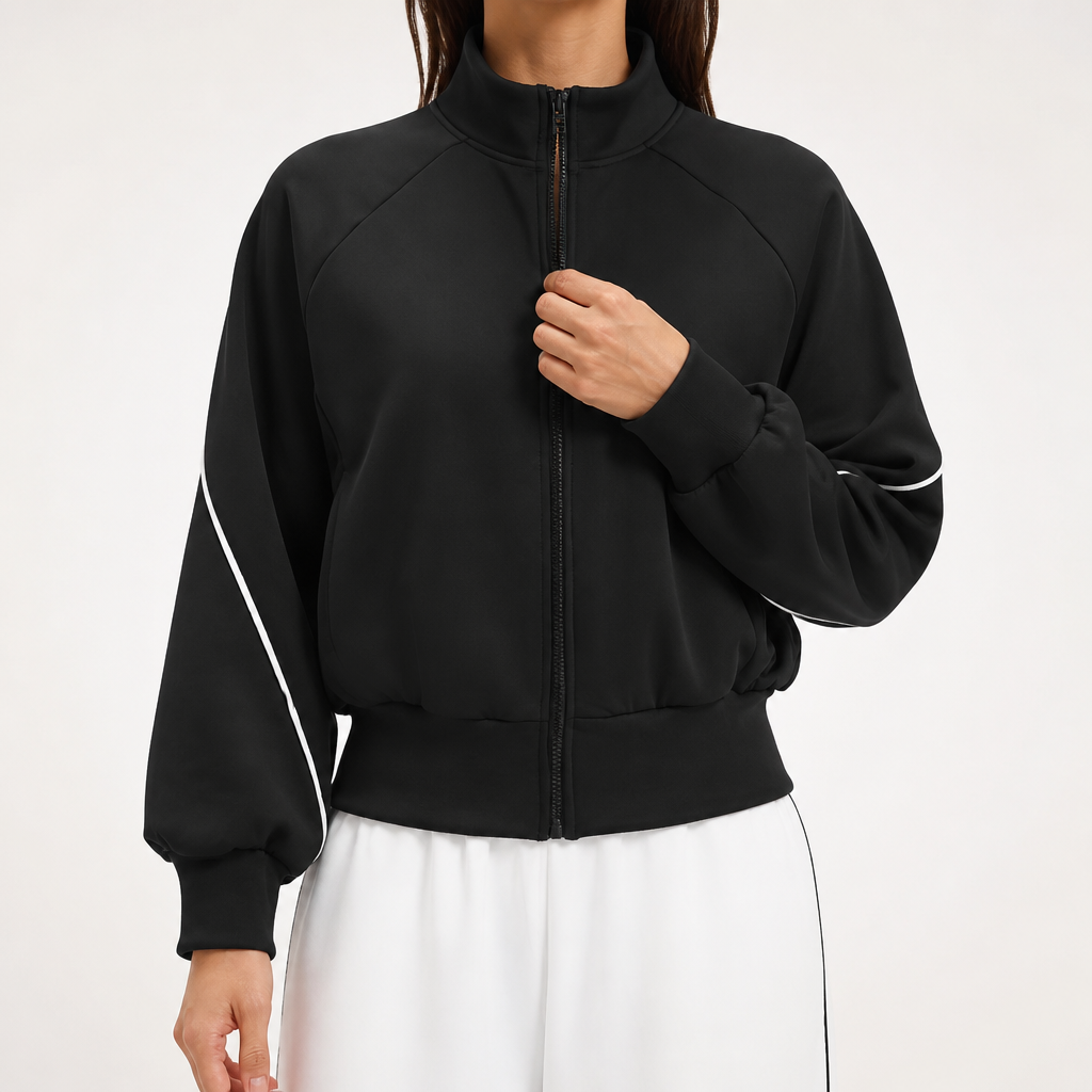 Aubree | Womens Fleece Lined Stand Collar Running Yoga Activewear Athletic Jacket, Design 1