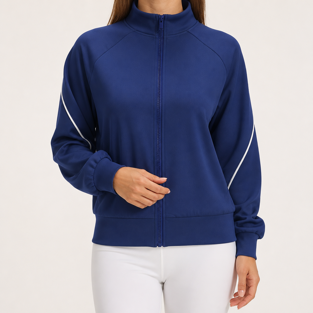 Aubree | Womens Fleece Lined Stand Collar Running Yoga Activewear Athletic Jacket, Design 2