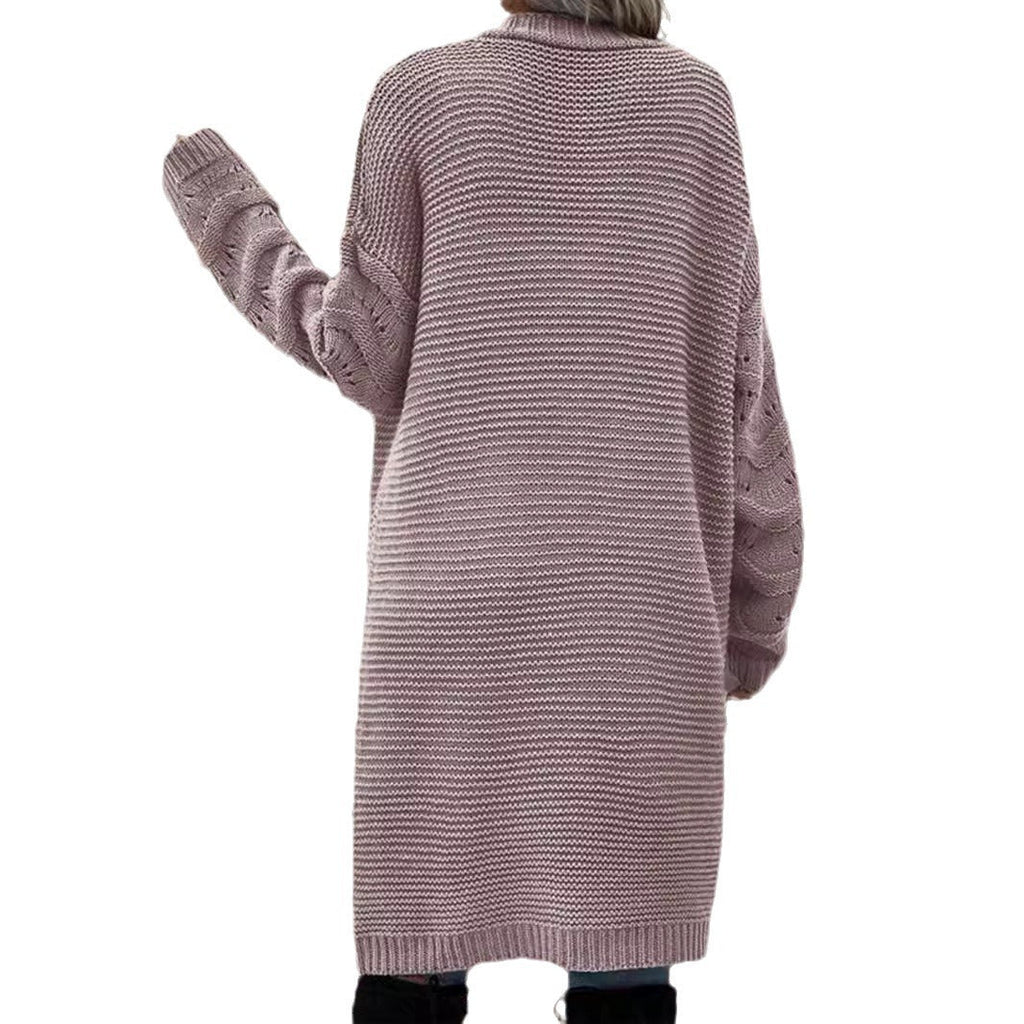 Audra | Womens Long V Neck Open Front Knit Cardigan Sweater, Pink
