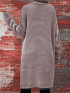 Audra | Womens Long V Neck Open Front Knit Cardigan Sweater, Pink