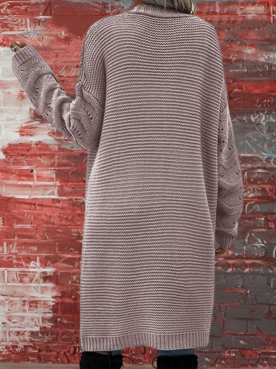 Audra | Womens Long V Neck Open Front Knit Cardigan Sweater, Pink