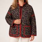 Audrina | Womens Lightweight Printed Padded Cotton Puffer Jacket, Black