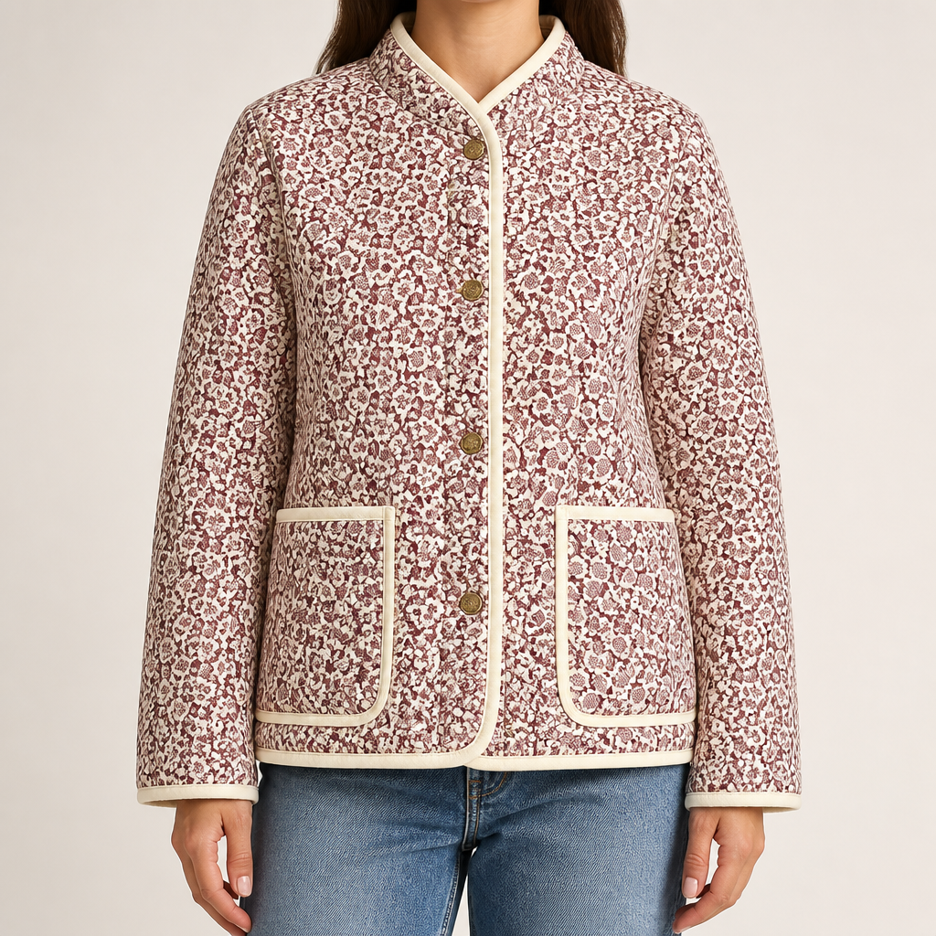 Audrina | Womens Lightweight Printed Padded Cotton Puffer Jacket, Brown