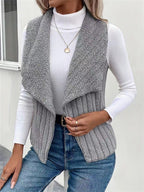 Augusta | Womens Fleece Sleeveless Waterfall Collar Vest Jacket, Grey