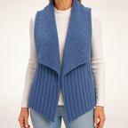 Augusta | Womens Fleece Sleeveless Waterfall Collar Vest Jacket, Blue
