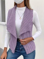 Augusta | Womens Fleece Sleeveless Waterfall Collar Vest Jacket, Purple
