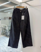 Aurora | Womens High Waisted Leopard Print Straight Wide Leg Denim Jeans