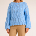Avery | Womens Oversized Knit Loose Pullover Long Sleeve Sweater, Light Blue