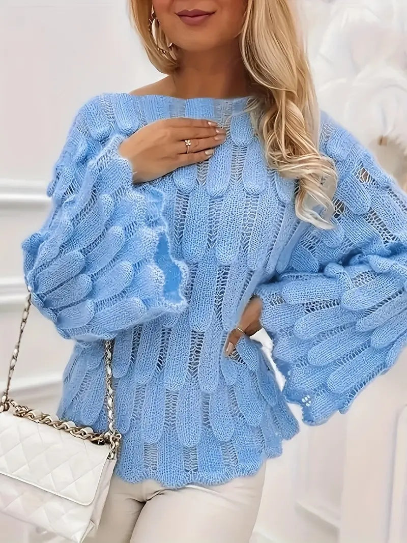Avery | Womens Oversized Knit Loose Pullover Long Sleeve Sweater