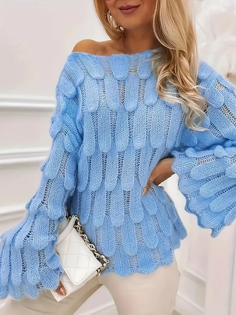 Avery | Womens Oversized Knit Loose Pullover Long Sleeve Sweater