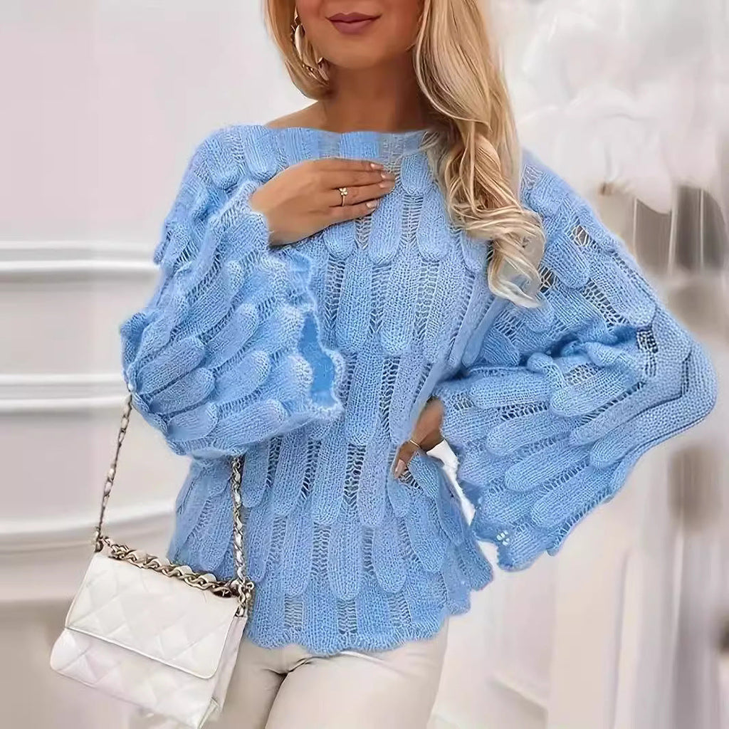 Avery | Womens Oversized Knit Loose Pullover Long Sleeve Sweater