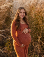 Aviana | Womens Maternity Ribbed Knit Long Sleeve Jumper Wedding Guest Dresses - 7