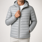 Barnaby | Mens Quilted Lightweight Puffer Winter Hooded Jacket, Grey Hooded