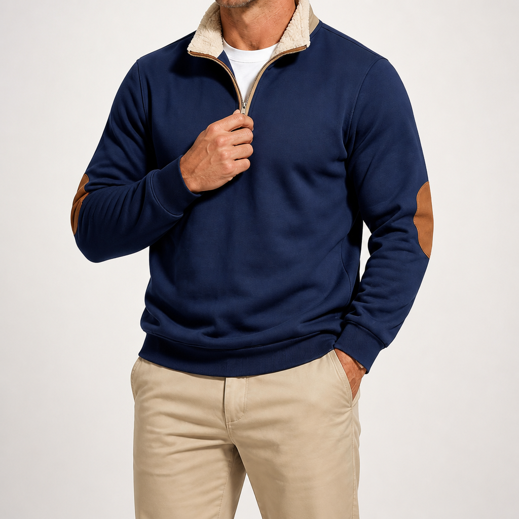 Barry | Mens Half Zip Fleece Sweatshirt Long Sleeve Pullover Top, Design 1