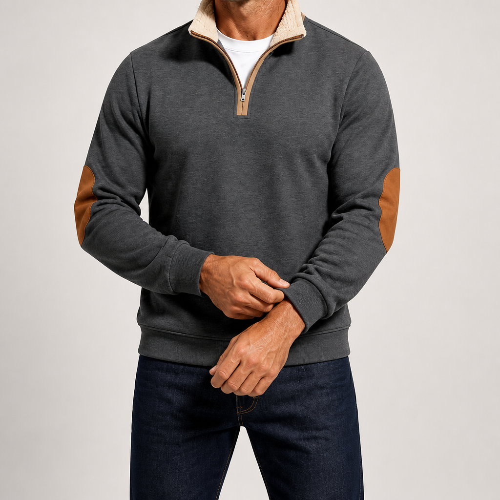 Barry | Mens Half Zip Fleece Sweatshirt Long Sleeve Pullover Top, Design 4