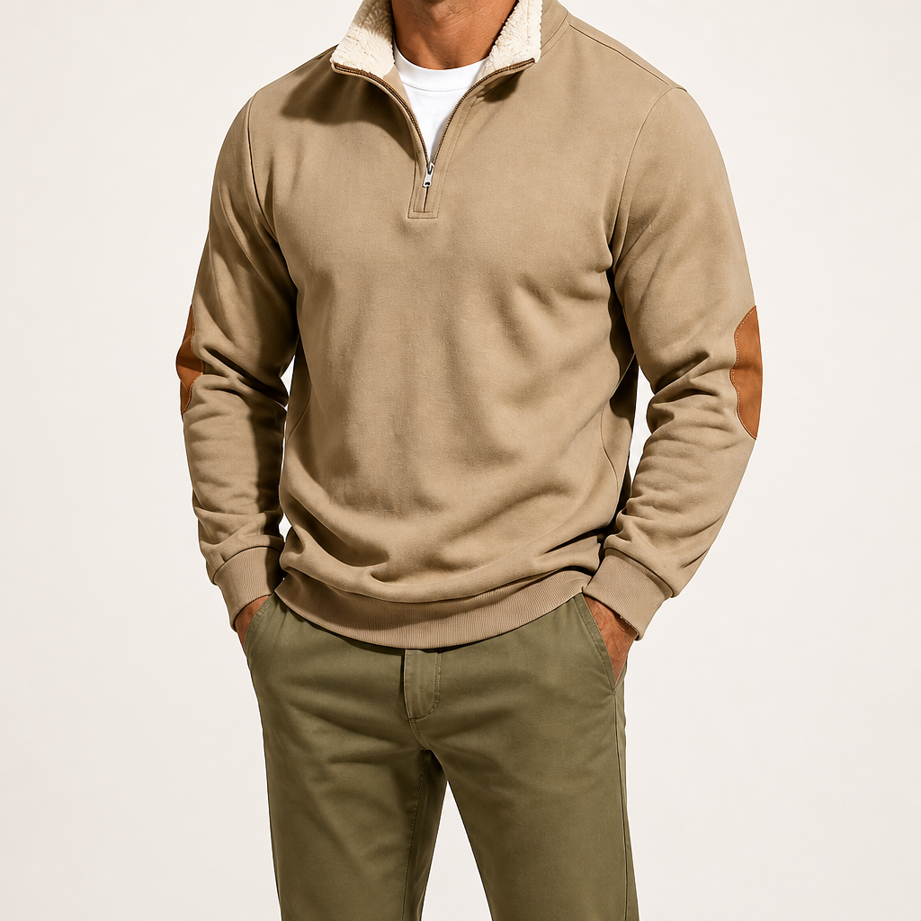 Barry | Mens Half Zip Fleece Sweatshirt Long Sleeve Pullover Top, Design 2