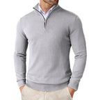 Beckett | Mens Quarter Zip Stand Collar Sweatshirt Pullover Knitted Jumper - Grey