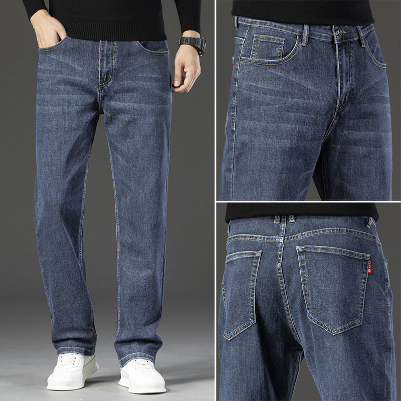 Ben | Mens Straight Leg Relaxed Loose Fit Stretch Washed Denim Jeans