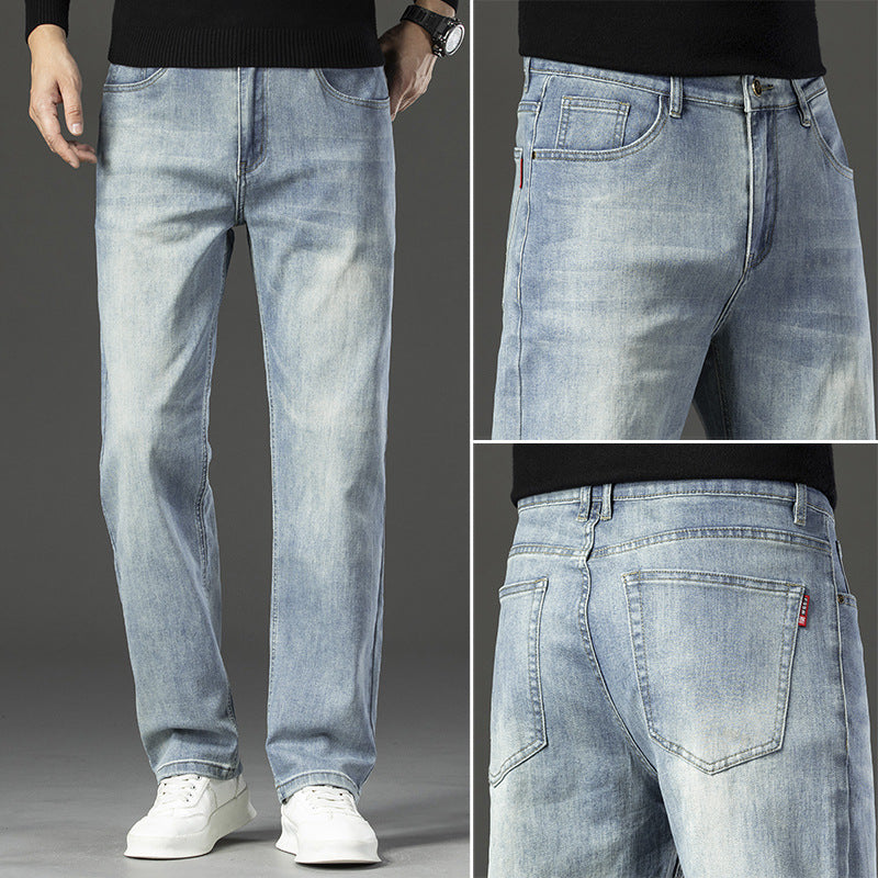 Ben | Mens Straight Leg Relaxed Loose Fit Stretch Washed Denim Jeans