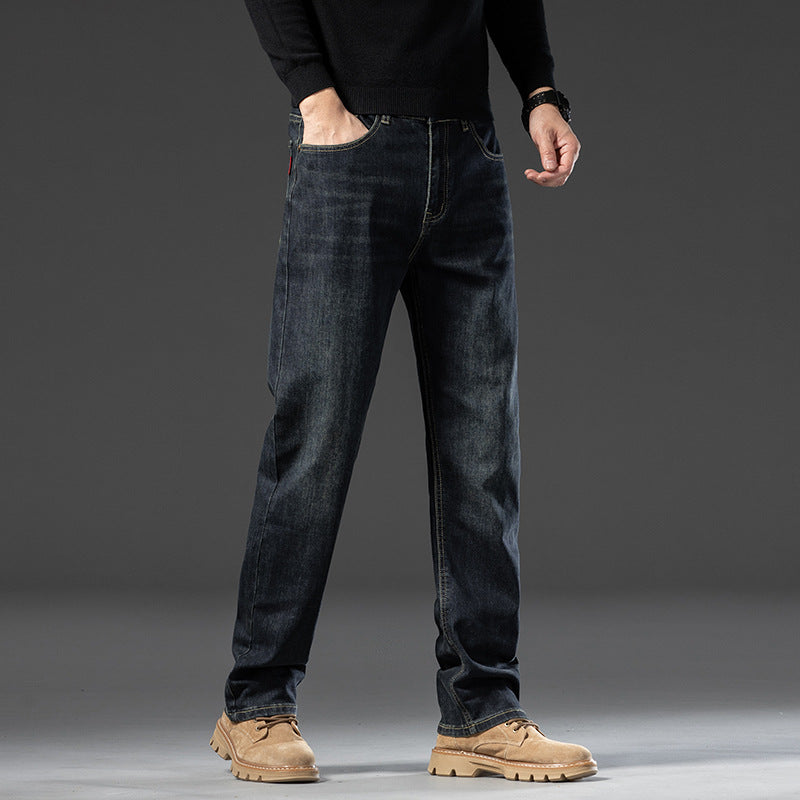 Ben | Mens Straight Leg Relaxed Loose Fit Stretch Washed Denim Jeans