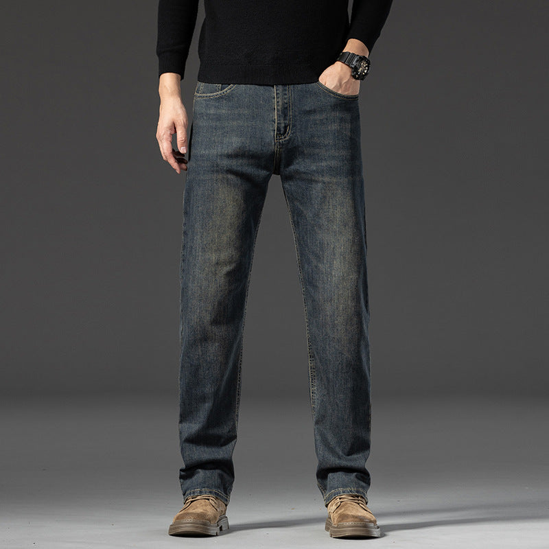 Ben | Mens Straight Leg Relaxed Loose Fit Stretch Washed Denim Jeans