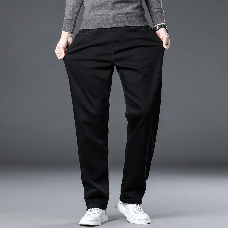 Ben | Mens Straight Leg Relaxed Loose Fit Stretch Washed Denim Jeans