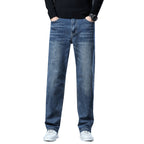 Ben | Mens Straight Leg Relaxed Loose Fit Stretch Washed Denim Jeans