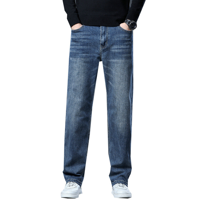 Ben | Mens Straight Leg Relaxed Loose Fit Stretch Washed Denim Jeans