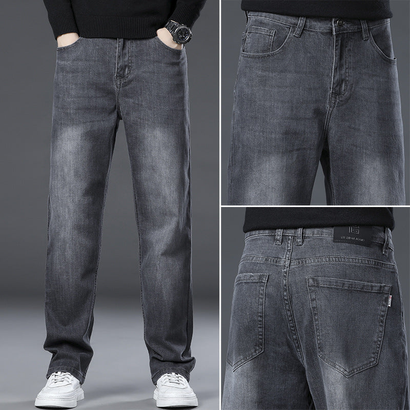 Ben | Mens Straight Leg Relaxed Loose Fit Stretch Washed Denim Jeans