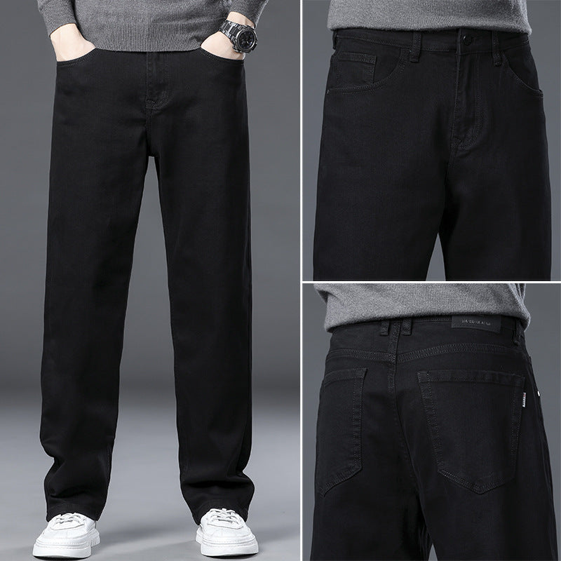 Ben | Mens Straight Leg Relaxed Loose Fit Stretch Washed Denim Jeans