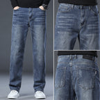 Ben | Mens Straight Leg Relaxed Loose Fit Stretch Washed Denim Jeans