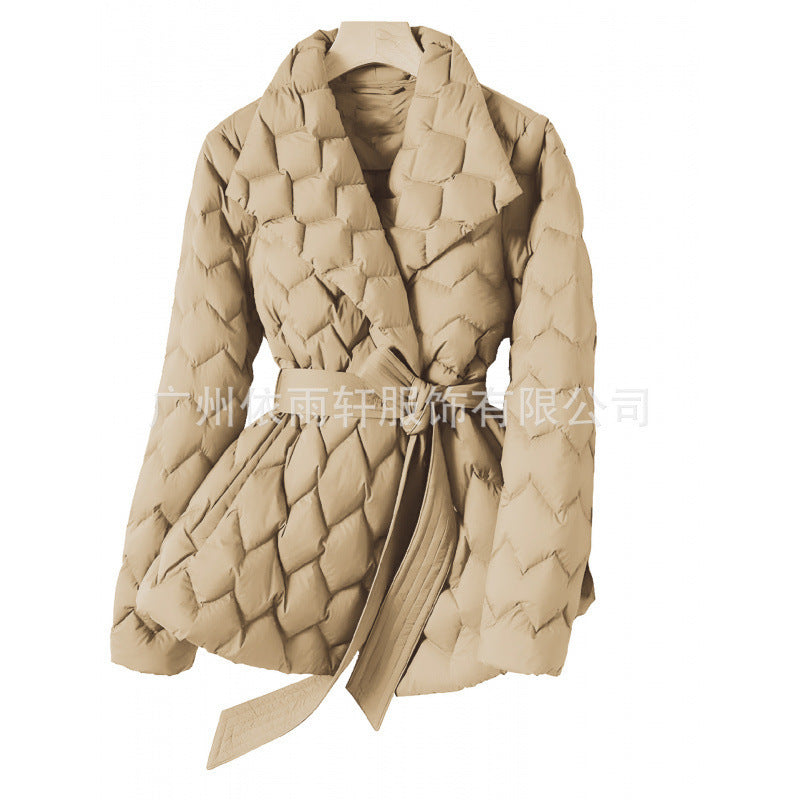 Bernadette | Womens Padded Waist Cinching Cotton Coat - 4