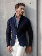 Bertram | Mens Casual Lapel Jacket, Navy Blue