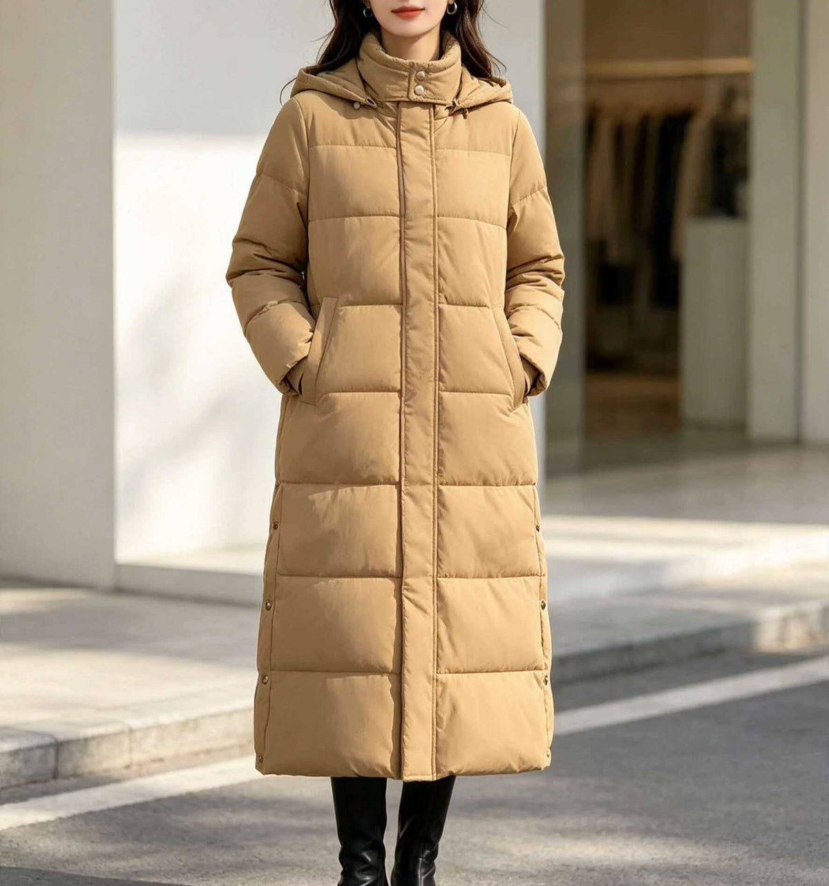 Bethany | Womens Long Quilted Padded Cotton Winter Coat