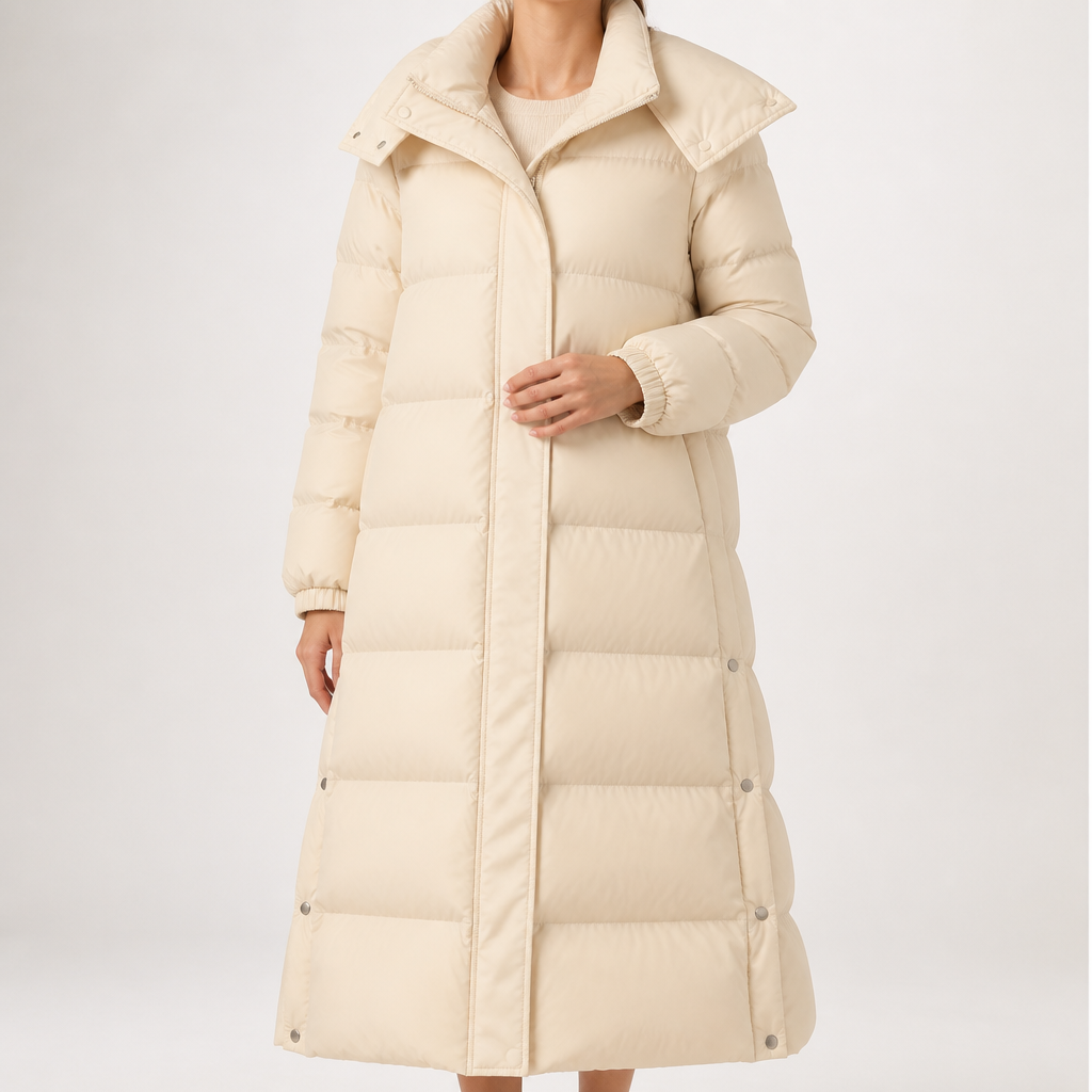 Bethany | Womens Long Quilted Padded Cotton Winter Coat, White