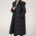 Bethany | Womens Long Quilted Padded Cotton Winter Coat, Black