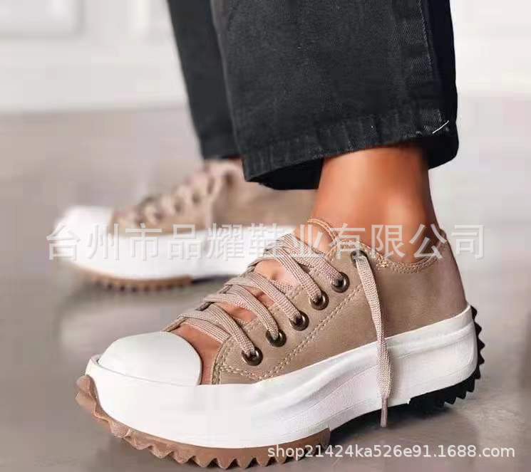 Bettina | Womens Thick Sole Canvas Flatform Black White Flat Shoes - 7
