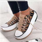 Bettina | Womens Thick Sole Canvas Flatform Black White Flat Shoes - 8