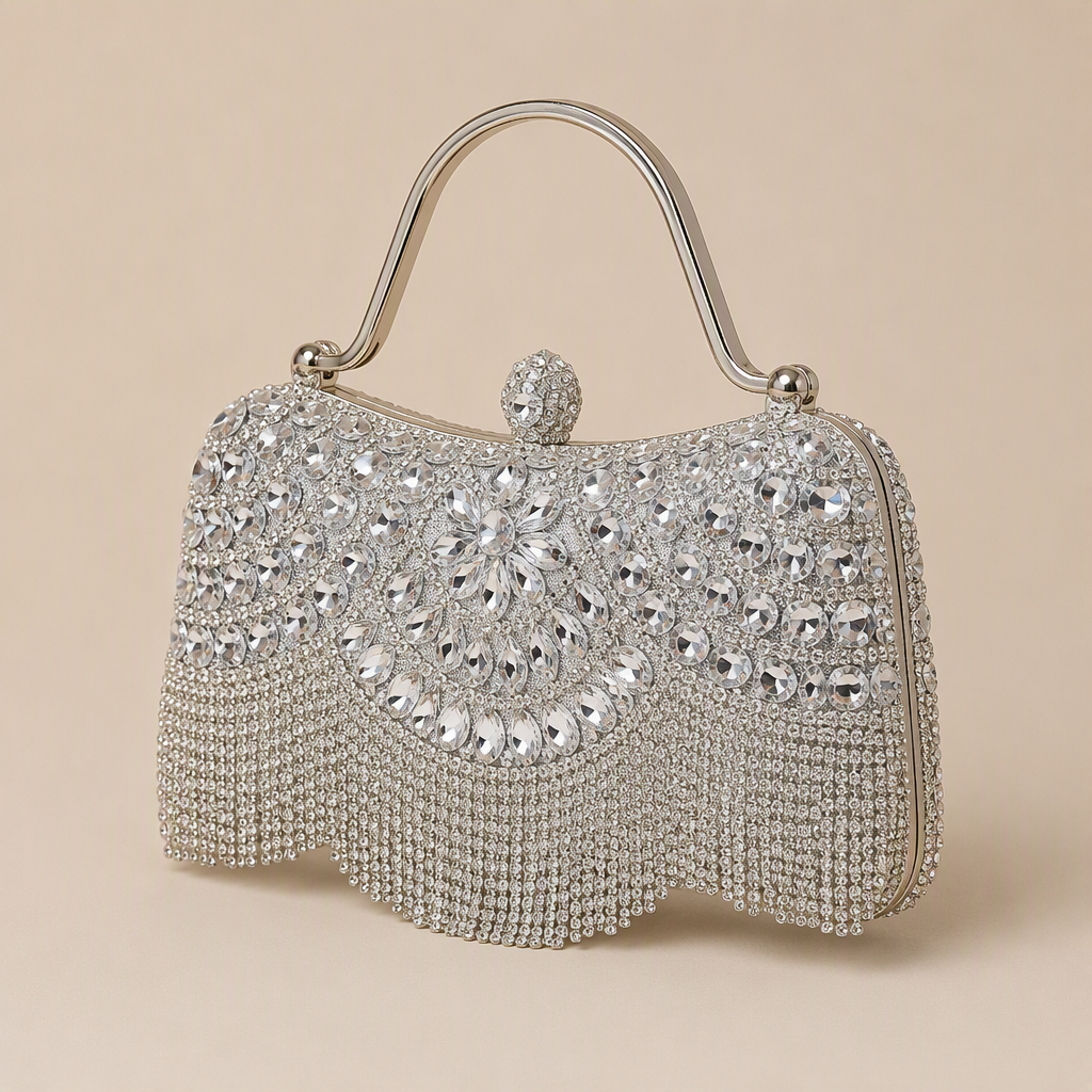 Beverly | Womens Clutch Purse Evening Dinner Party Handbag, Silver