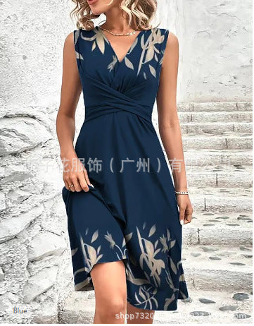 Bianca | Womens V Neck Short Sleeve Printed Summer Wedding Guest Casual Dresses - 2