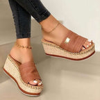 Bijou | Womens Platform Wedge Black Sandals - 3