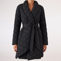 Blanche | Womens Waist Cinching Padded Cotton Puffer Winter Coat, Black