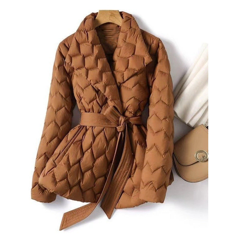 Blanche | Womens Waist Cinching Padded Cotton Puffer Winter Coat